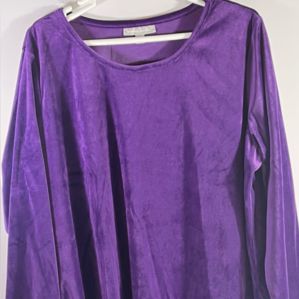 Purple Velour Like/Feel Women's 16 Soft Tunic Long sleeves with 2” Side Slits